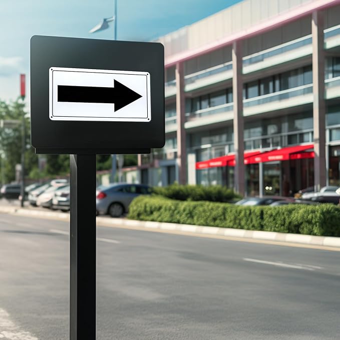 Black Arrow Sign Aluminum 10 x 5 Inch Heavy Duty Metal Waterproof Reflective Directional Sign for Outdoor 2 Pack