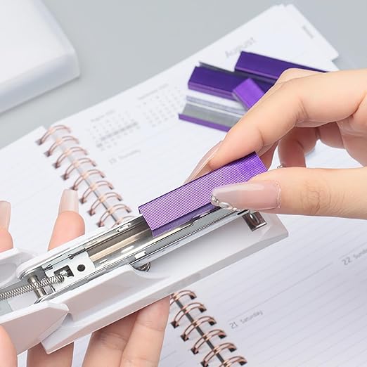 NatSumeBasics 6000 Purple Staples 26/6 Standard Colored Staple for Refill Desk Manual Stapler School Office Supplies Accessories (Purple)