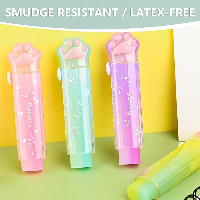 Daphilly Retractable Pencil Eraser, Cute Erasers,Gradient Jelly Eraser,Suitable for School Home Office Supplies (Gradient Jelly)