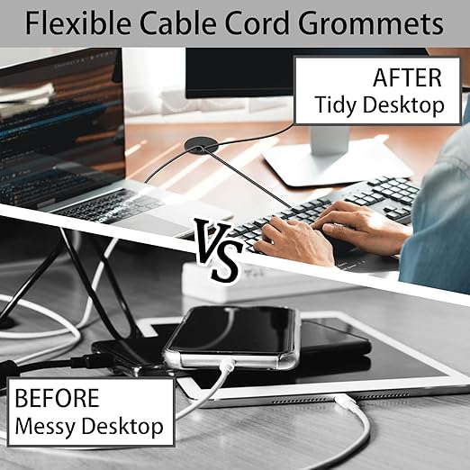 1.5 Inch(38mm) Desk Grommet,13 Pieces Wire Grommet, Desk Hole Cover for Cables with Hole Saw,Plastic Cable Cord Wire Hole Cover for Desk, Table,Cabinet,Countertop and Other Furniture(Black)