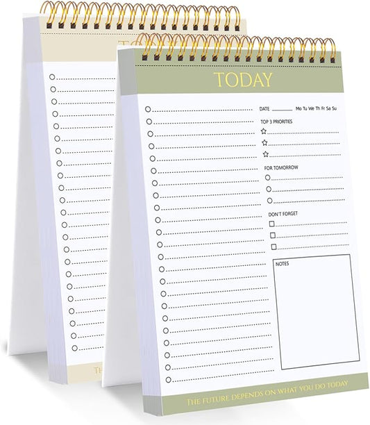 Thboxes 2 Packs To Do List Notepad, Totally 208 Pages To Do List Notebook A5 Undated Daily Planner Notepad with Transparent Cover and Task Checklist Home Office School Supplies, Simple Style