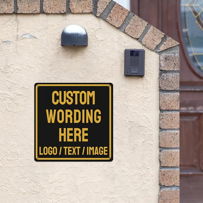 Custom Sign Bulk Personalized Metal Signs For Outdoor Indoor Business Home Store Office Yard Street Lawn Make Your Own Customized Signs With Your Logo Text Photo, 8x8inch