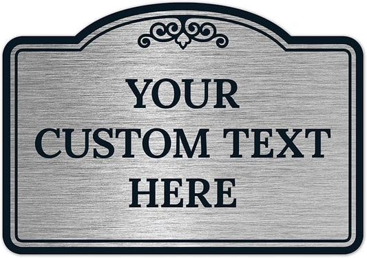 Custom Decorative Sign, Personalized Metal Sign for Business, Driveway, Home, Airbnb, Office Door Plaque, Brushed Nickel Sign, 7x10 Inches, ACM, Fade Resistant, Made in USA by Sigo Signs