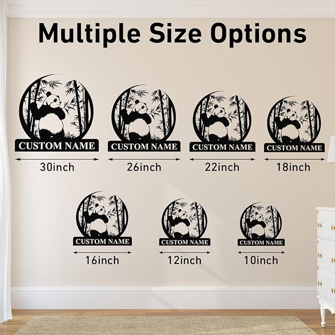 Personalized Panda Metal Sign | Family Name Sign | Panda Home Decor | Custom Outdoor Metal Sign | Metal Wall Art | Last Name Sign for Home | Panda Gifts | Panda Wall Hangings for Bedroom
