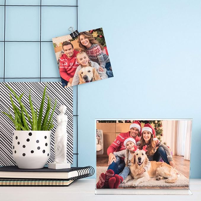 NIUBEE Acrylic Sign Holder 8.5x11 Inches 6 Pack Horizontal, T Shape Double Sided Clear Frames, Plastic Paper Flyer Display Holder, Document Menu Table Stand for Office, Store -Landscape