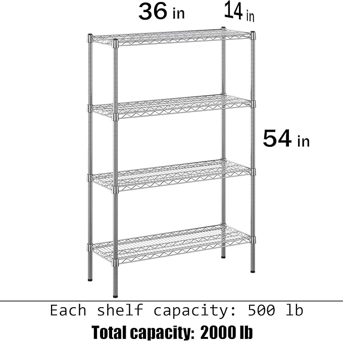Regal Altair 14" Deep x 36" Wide x 54" Height Wire Shelving Kit | 4-Tier | NSF Commercial Storage Rack Unit