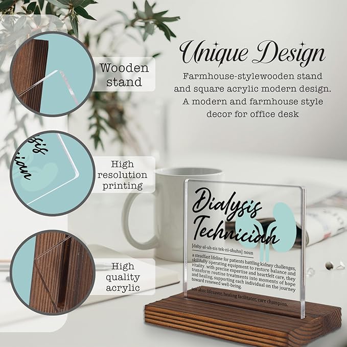 Dialysis Technician Gifts, Thank You Appreciation Plaque for Kidney Care Professionals, Office Desk Decor for Dialysis Staff, Medical Recognition Gift for Tech Week or Graduation PA024