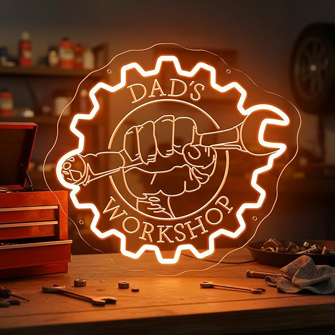 Custom Garage Neon Signs, Personalized Garage LED Signs for Wall, Customizable Name Car Repair Mechanic Shop Auto Workshop Man Cave , Home Garage Neon Light for Wall Decor, Garage Light Up Sign for Men Dad Frinends Husband Father's Day Gift