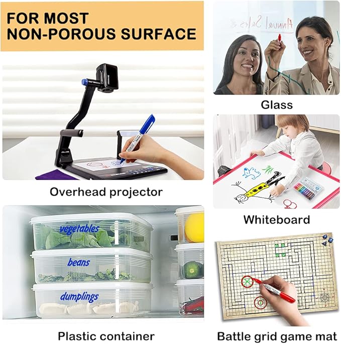 Shuttle Art Wet Erase Markers, 15 Pack Blue 1mm Fine Tip Smudge-Free Markers, Use on Laminated Calendars, Overhead Projectors, Schedules, Whiteboards, Transparencies, Glass, Wipe with Water