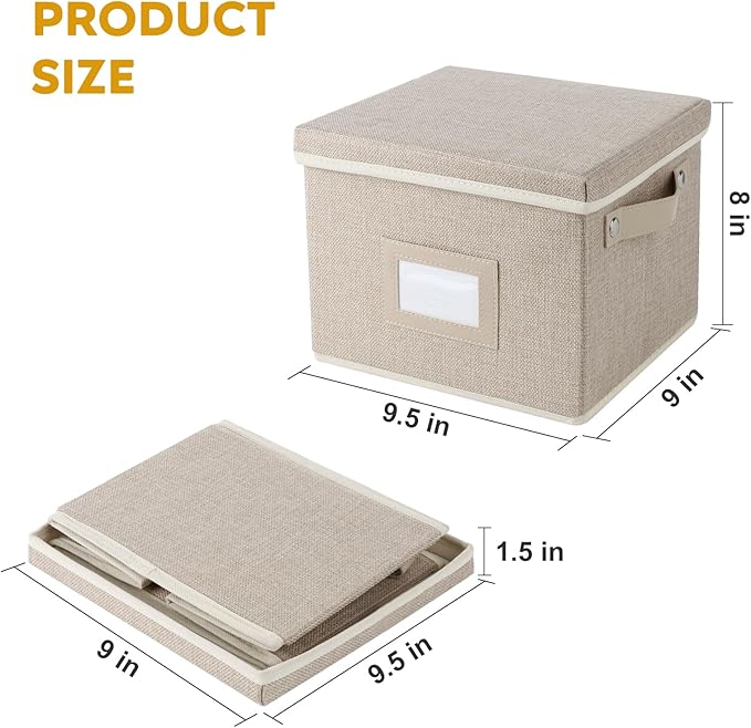 Greeting Card Organizer Box with 16 Dividers,Collapsible Greeting Card Storage Box with Handles Hold 150+ Cards,Greeting Card Holder for Greeting Cards,Sticker, Recipes, Photo, Envelope (Beige, 2 pcs)