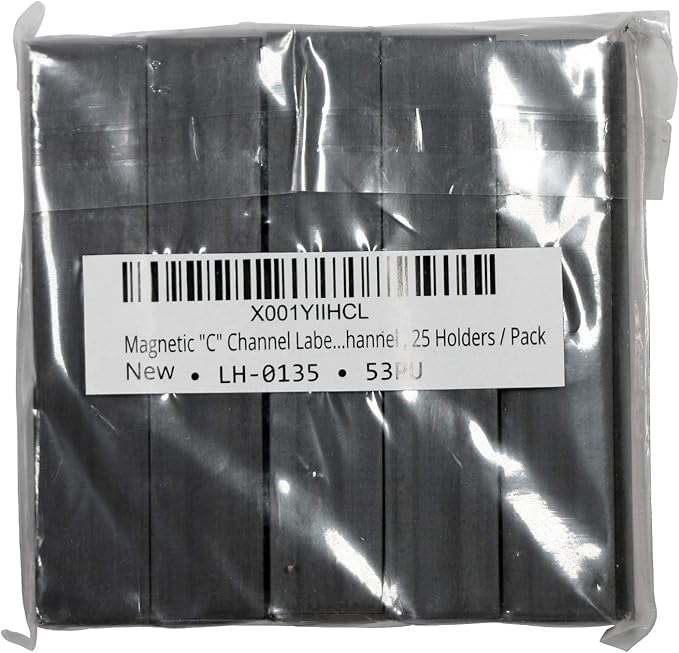 SmartSign Pack of 25 Magnetic 'C' Channel Label Holders | 0.5" x 3"