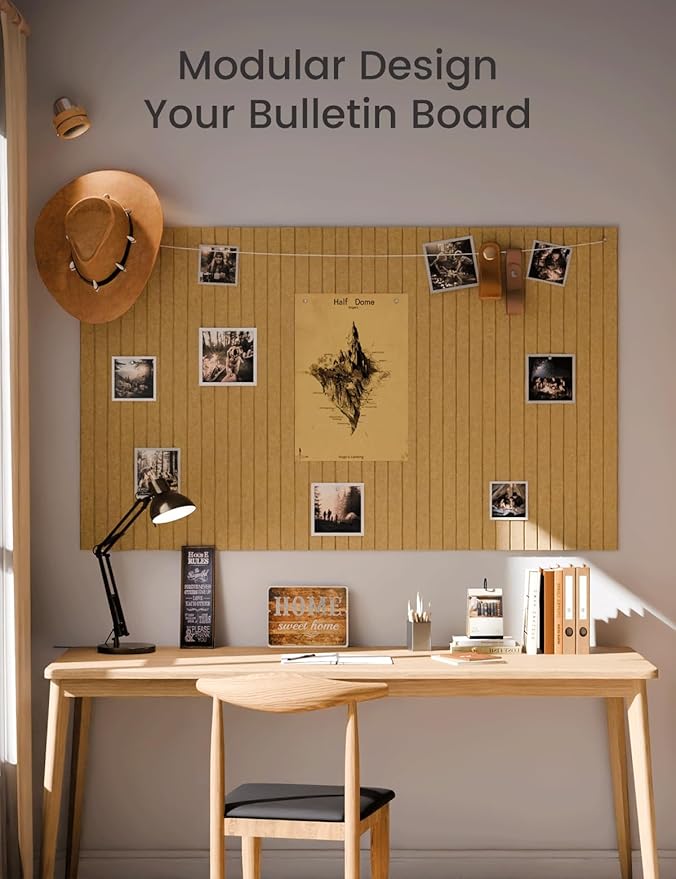 Large Felt Bulletin Board 48" x 36" Cork Board Alternative-12 Pack with 70 Safe Removable Adhesive Tabs, Cork Boards for Walls for Home Office Classroom Pin Board-Mustard Yellow