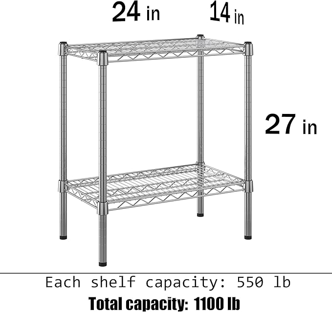 Regal Altair 14" Deep x 24" Wide x 27" Height Wire Shelving Kit | 2-Tier |NSF Commercial Storage Rack Unit