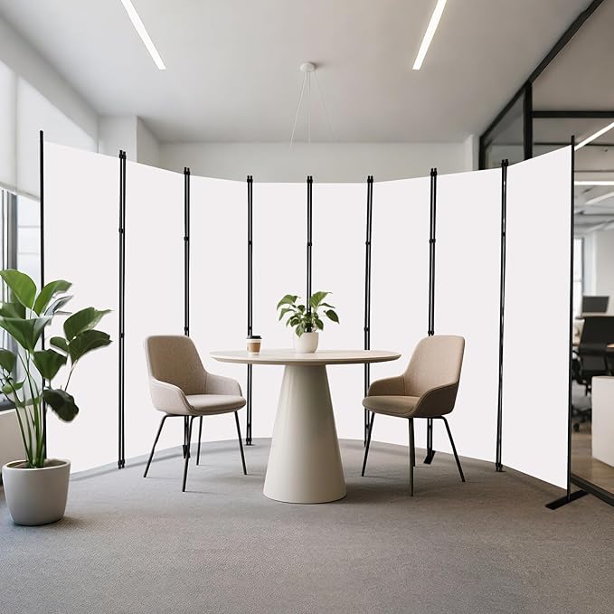 MAYOLIAH 8-Panel White Room Divider 6ft Tall Folding Privacy Screen Portable Office Partition Indoor Wall Separator 160" W X 72" H