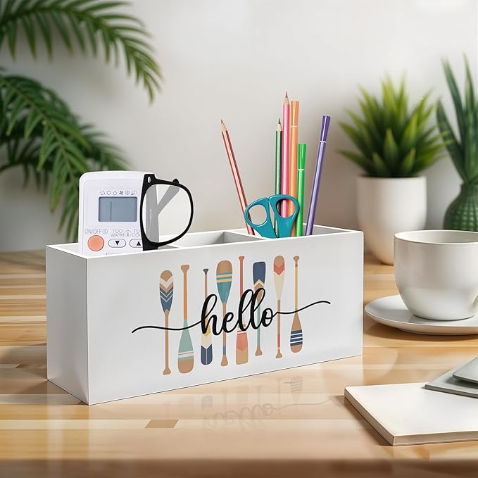 Exqcom Lake Decor Pen Pencil Holder, Lake House Decor, Lakes Gifts for Women Men, Retro Colorful Paddle Pencil Pen Holder Organizer for Home Office Desk Accessories