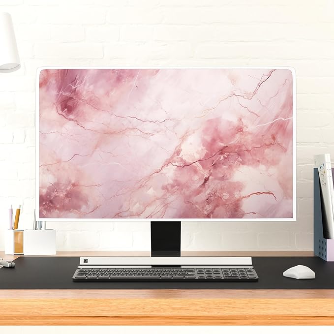 Baocicco Fashion Pink Marble Waterproof Television Cover 80 Inch Full Body Covers for Television Screen Panel Case Computer Sleeve Compatible with PC, Desktop and TV LED LCD OLED