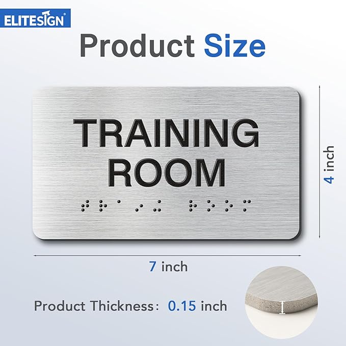 SECURITY OFFICE Signs with Raised Text & Grade 2 Braille, Brushed Aluminum/Silver Finish Easy Install with Double-Sided Tape, ADA Compliant Storage Room Door Sign for Businesses & Offices
