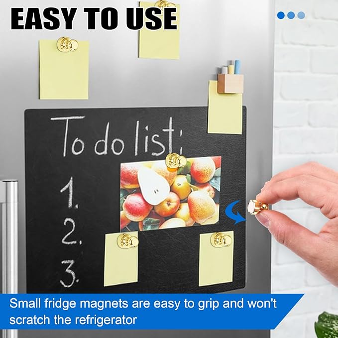 LOVIMAG Fridge Magnets 40Pcs Refrigerator Whiteboard Small Strong Magnet Classroom Kitchen Accessories Decorative Locker Set Decor Must Haves Office Calendar Refrigerador Magnetic Cute Crafts Gold