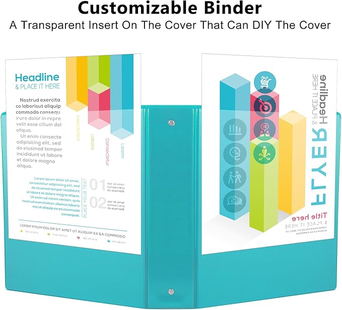 CIXILDTS 2-inch Round Ring Binder, Durable 2" 3 Ring Binder Fit Letter Size Paper, Light Blue, 6-Pack
