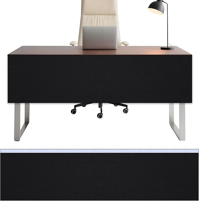 Under Desk Privacy Panel 62 x 15 Inch Self-Adhesive Modesty Panel Table Skirts Privacy Divider for Office Desk Home Studio or Standing Workstation, Easy to Assemble, Black