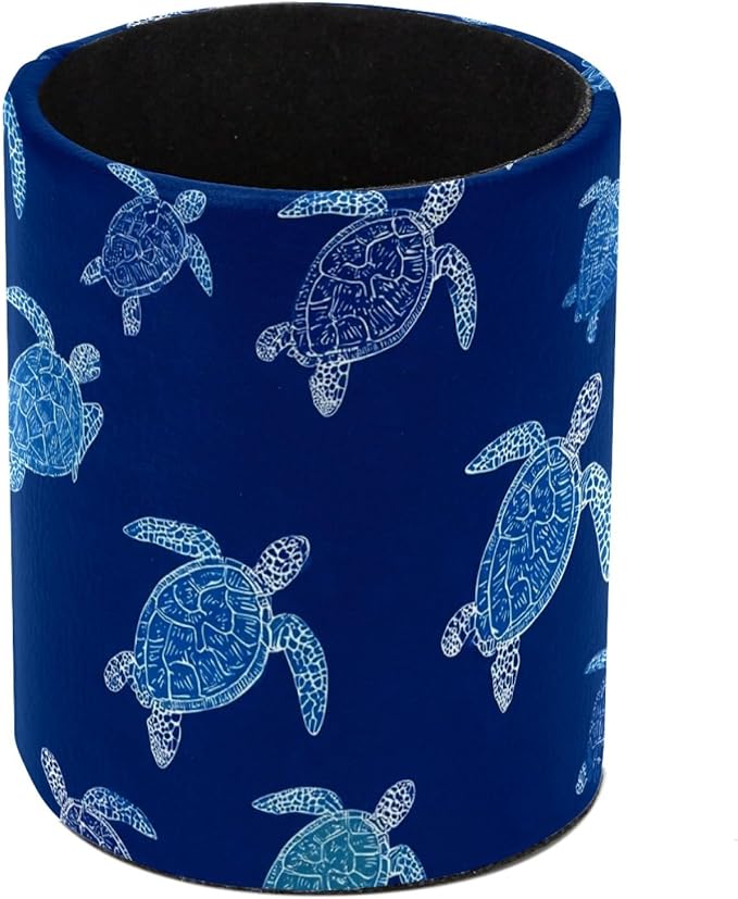 Leather Pen Holder for Desk Turtles Cartoon Pencil Cup Desktop Organizer Makeup Brush Holders Office Supplies for Home, Kids & School