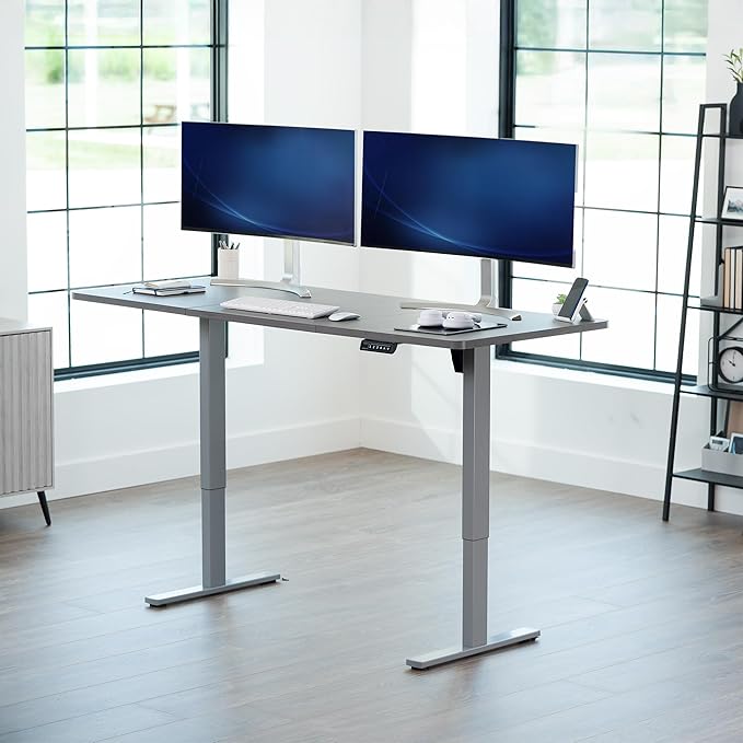 VIVO Electric 71 x 30 in Standing Desk, Memory Height Adjustment, 1B Series, Holds 220 lbs, Dark Gray Top Gray Frame, DESK-KIT-1G7G