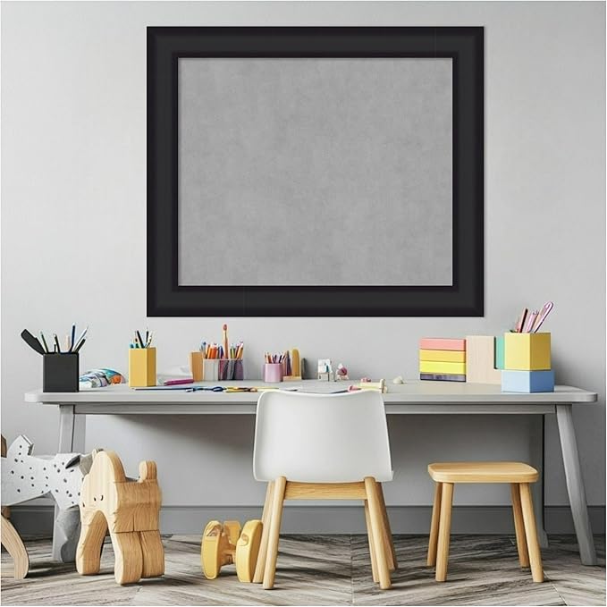 Amanti Art Black Framed Magnetic Board 25x29 Medium Vision Board for use with Magnets, 100% Metal Sheet to Display Items as Office Decor or for Home Organization in mudroom, Kitchen or Kids Room