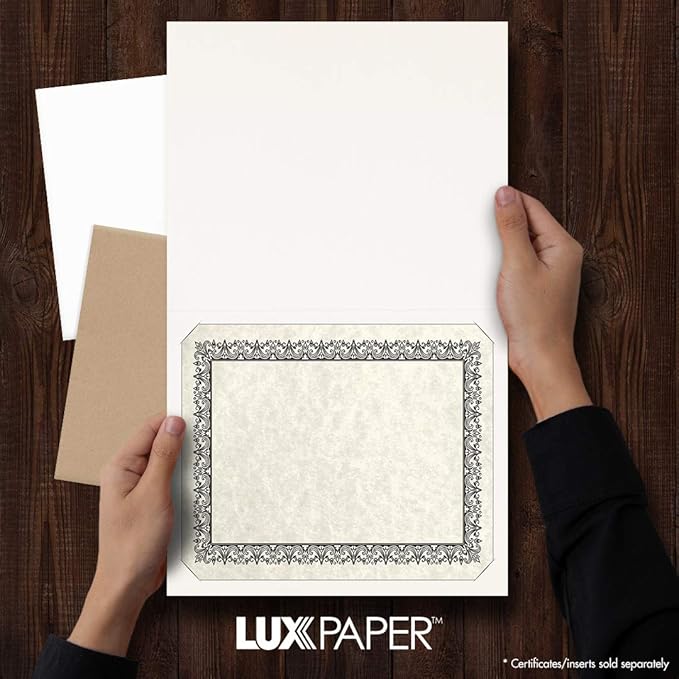 LUXPaper 9.5" x 12" Certificate Holders | White Linen | 100lb. Cover | 250 Qty