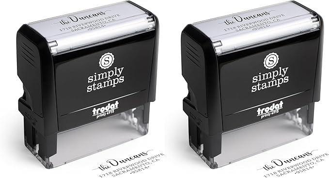 The Duncans Personalized Self-Inking Address Stamp | Envelope Return Address Stamp for Couples and Families | Custom Rubber Address Stamp (2, Xtra Wide)