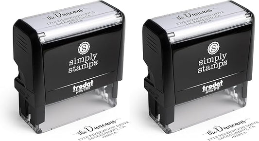 The Duncans Personalized Self-Inking Address Stamp | Envelope Return Address Stamp for Couples and Families | Custom Rubber Address Stamp (2, Xtra Wide)