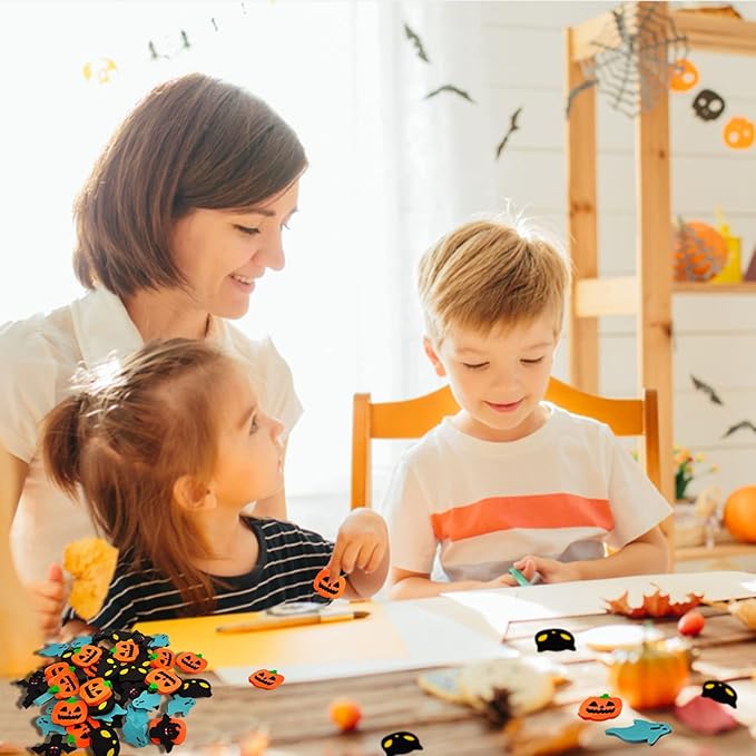 Halloween Mini Erasers for Kids - 4 Styles Cute Pumpkin Ghost Bat Erasers, Trick or Treat Party Favors, Goody Bag Filler 48pcs, Decorations