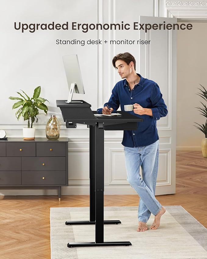 ErGear Electric Standing Desk with 4 Drawers, Height Adjustable Desk with Storage, C-Clamp Mount Compatible, Computer Home Office Table with Cable Management Tray