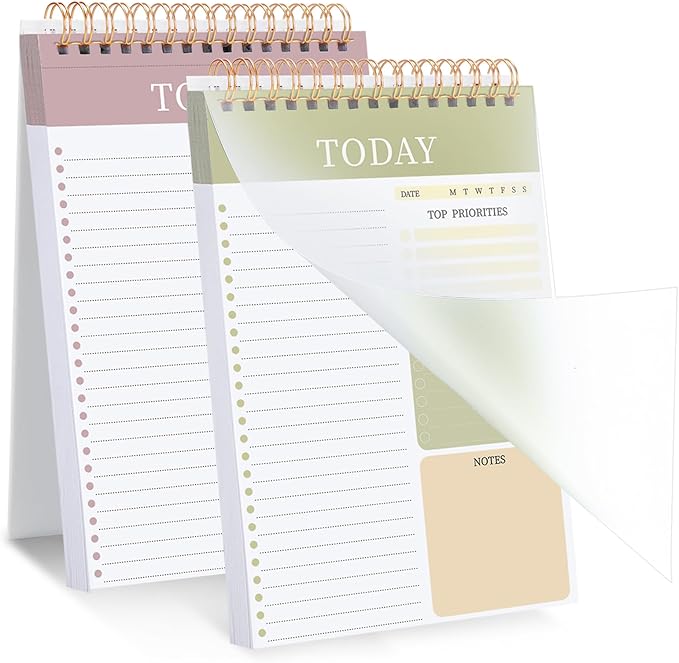 Thboxes 2 Packs To Do List Notepad, Total 208 Pages To Do List Notebook A5 Undated Daily Planner Notepad with Task Checklist Home Office School Supplies