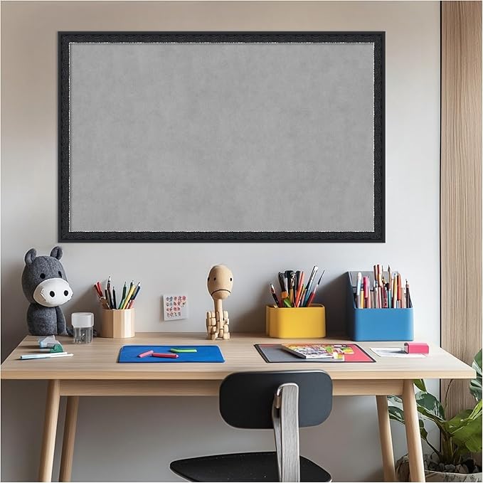 Amanti Art Black Framed Magnetic Board 22x34 Large Vision Board for use with Magnets, 100% Metal Sheet to Display Items as Office Decor or for Home Organization in mudroom, Kitchen or Kids Room