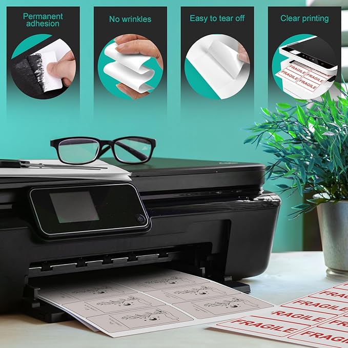 2x4 Labels Sticker Paper - 2500 Address Labels (250 Sheets) for Laser/Inkjet Printer Matte White Blank Labels on 8.5x11 Inch for Mailing, Shipping, and Organizing