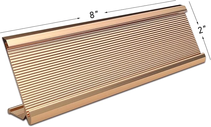 10 Pack 2" x 8" Aluminum Desk Name Plate Holder, Office Name Plate Holder for Desks, Desk Sign Holder for Office Conference, Meeting Room or Other Business Event (Rose Gold)
