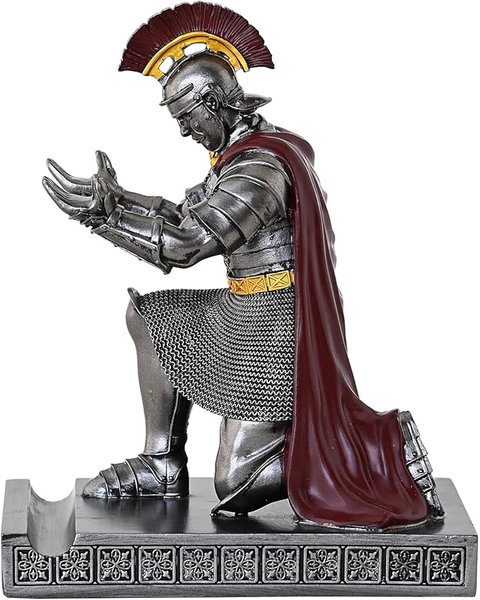 CYXStar Roman Praetorian Prefect Warrior Knight Pen Holder Desk Ornament Resin Praetorian Guard Mobile Phone Stand Desk Accessories and Organizer for Office with a Letter Opener (Iron)
