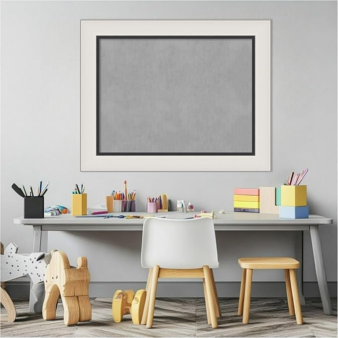 Amanti Art Silver Framed Magnetic Board 24x30 Medium Vision Board for use with Magnets, 100% Metal Sheet to Display Items as Office Decor or for Home Organization in mudroom, Kitchen or Kids Room
