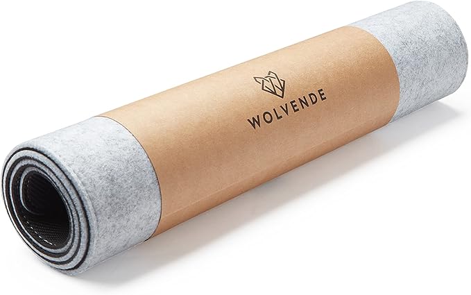 Wolvende Premium Felt Desk Mat | Medium 12" x 36" | Multifunctional Desk Pad for Home Office | Light Gray