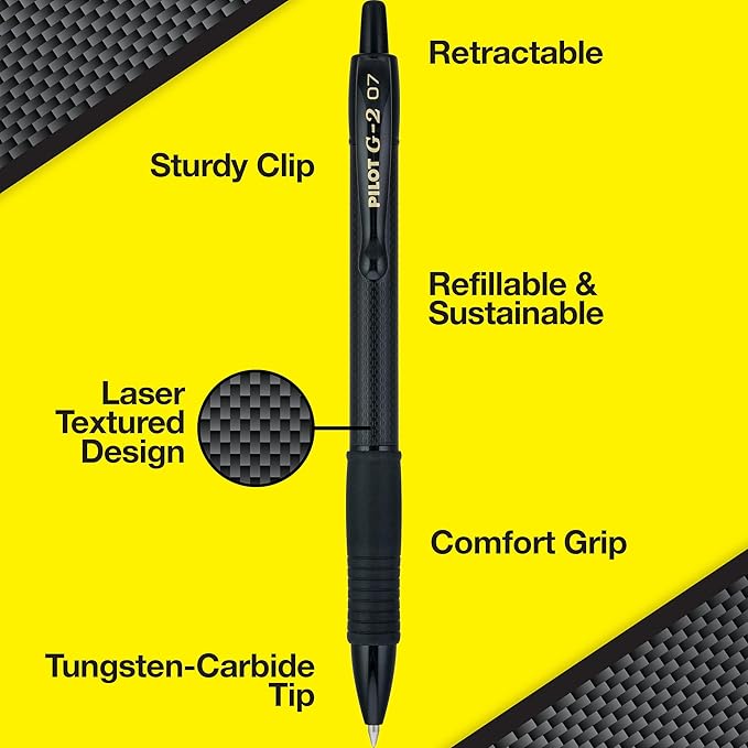 Pilot, G2 Edge Premium Gel Roller Pens, Fine Point 0.7 mm, Gel Pens Black Ink, Pack of 12 - Ideal for School, Journaling & Office Writing