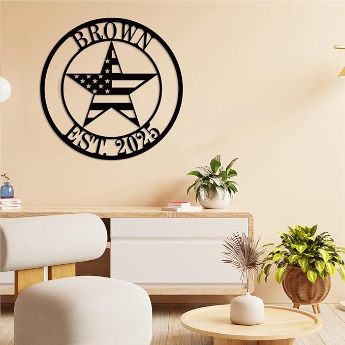 Personalized Texas Star Family Name Sign,Metal Star,Texas Home Decor,Custom Metal Sign，Father's Day Gift，Monogram Wall Decor