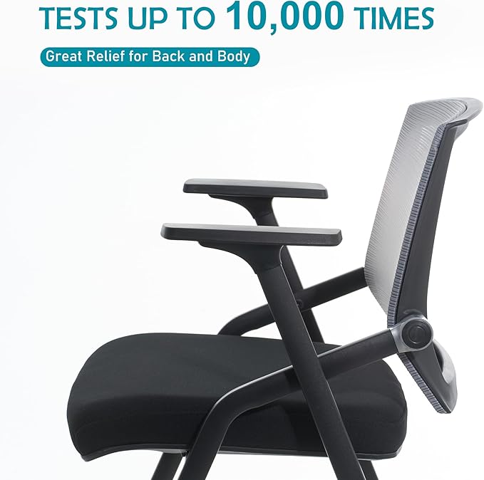 BLANEDUO Conference Room Chairs, Folding Office Desk Chair with Lumbar Support and Sliding Armrest, Stackable Office Guest Chairs & Reception Chairs(8 Pack)