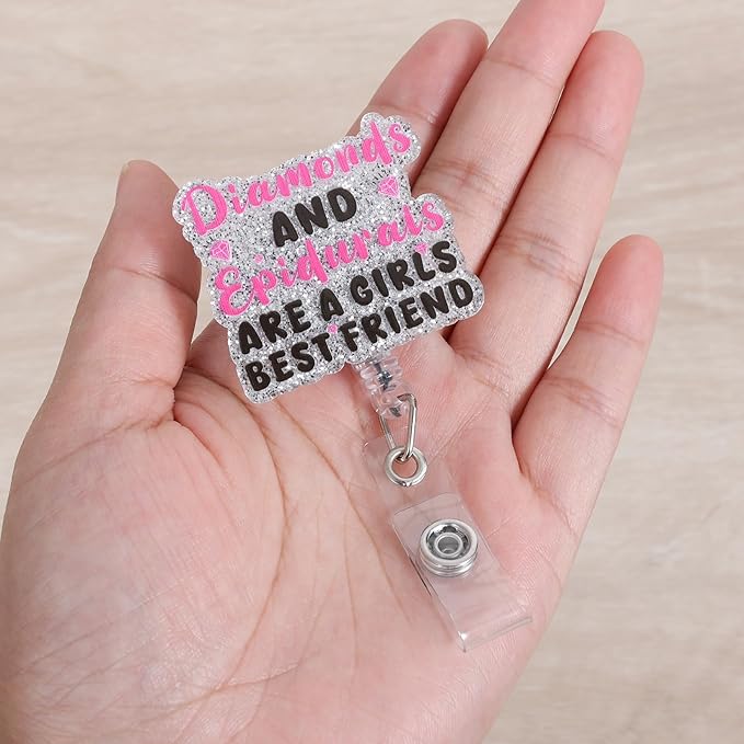 Funny Doctor Nurse Badge Reel | Retractable ID Card Labor and Delivery Badge Holder | Medical Badge Clip for Obstetric Nurses OB/GYNs Anesthetist | Nurse Gifts | Acrylic