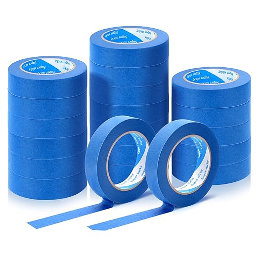SUNSHINETOP Blue Painters Tape, 20 Rolls Paint Tape 1 Inch Wide (0.98 in. x 55 Yds) Blue Masking Tape Protects Surfaces, Painter's Tape for Indoor and Outdoor Use, Easy Removal (20PCS)