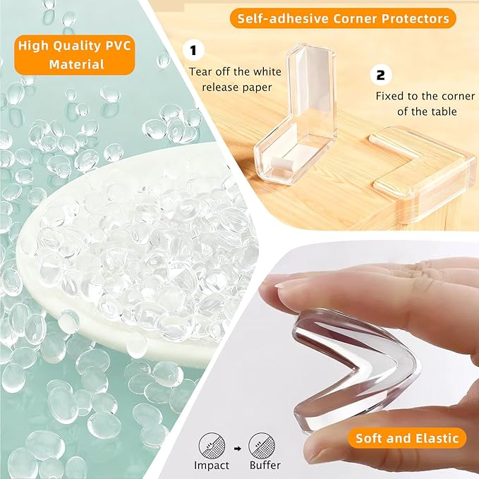 Clear Soft Corner Protectors for Furniture Strip,1.18 in x 13.12 FT Edge Bumper with 6 Corner Guards,Window Edge,Wall Protector,Table Corner Protectors and Fireplace in Family