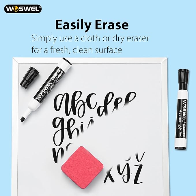 WOSWEL Dry Erase Markers, Chisel Tip Whiteboard Markers, Low Odor Thick Dry Markers, 50 Bulk 10 Assorted Colors for Teachers, Classroom, Office & Home Use