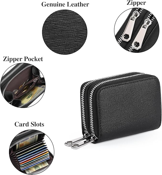 GOIACII Small Genuine Leather Wallet for Women, RFID Blocking Credit Card Holder Wallet