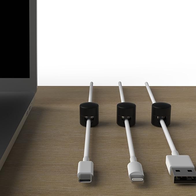 ICONIT Cable Anchors for Desk Organization Black | Premium Aluminum Cord Organizers | Charger + Cable Management Clips for Home & Office | Stylish, Sturdy, & Functional | (3 Pack)