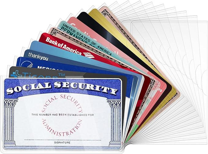 20 Pack Social Security Card Protector Medicare New Credit Card Holder,24 Mil Soft Clear Card for Waterproof SSN Card Protector，ID/Debit/Credit Card Covers