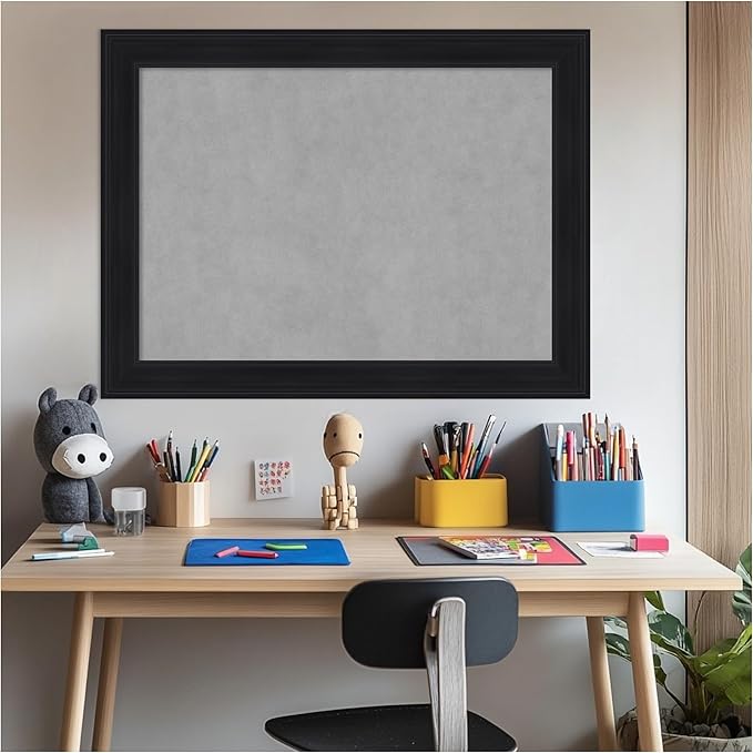 Amanti Art Black Framed Magnetic Board 25x33 Medium Vision Board for use with Magnets, 100% Metal Sheet to Display Items as Office Decor or for Home Organization in mudroom, Kitchen or Kids Room